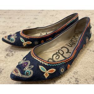 Sam Edelman Embroidered Pointed Ballet Flat Shoes